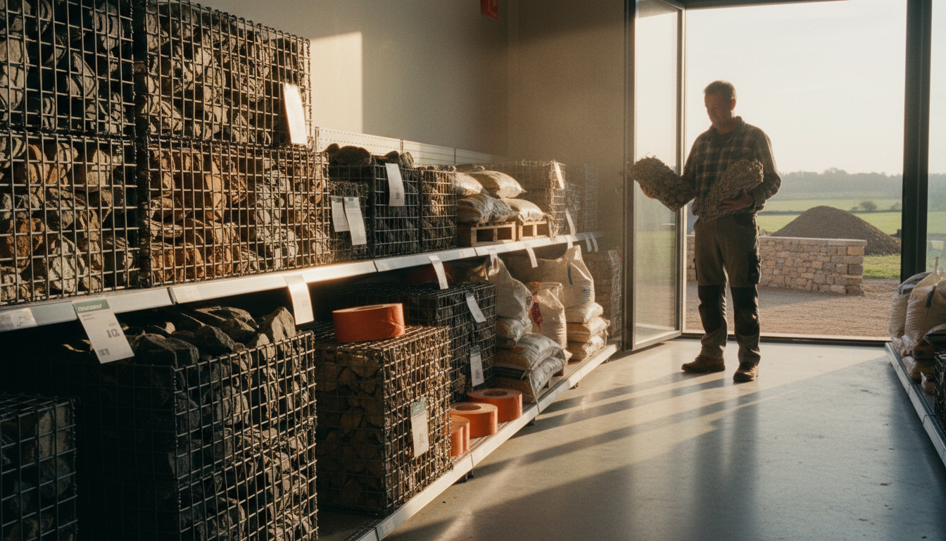 Rayon gabion chez Castorama avec produits en stock