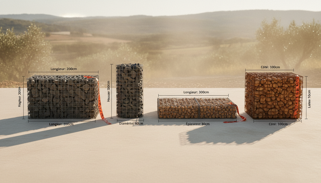 Les 4 types de gabions : parallélépipédique, cylindrique, matelas, corten